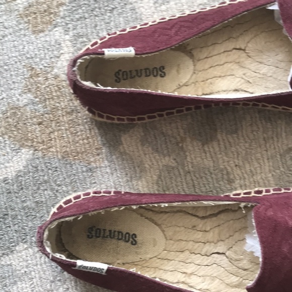 Soludos Wine Burgundy Espadrilles Flats Smoking Slipper - Picture 6 of 14